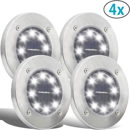 Eyzo Grondspot - LED - 4 stuks - Zonne energie - Dag nacht - Zilver |