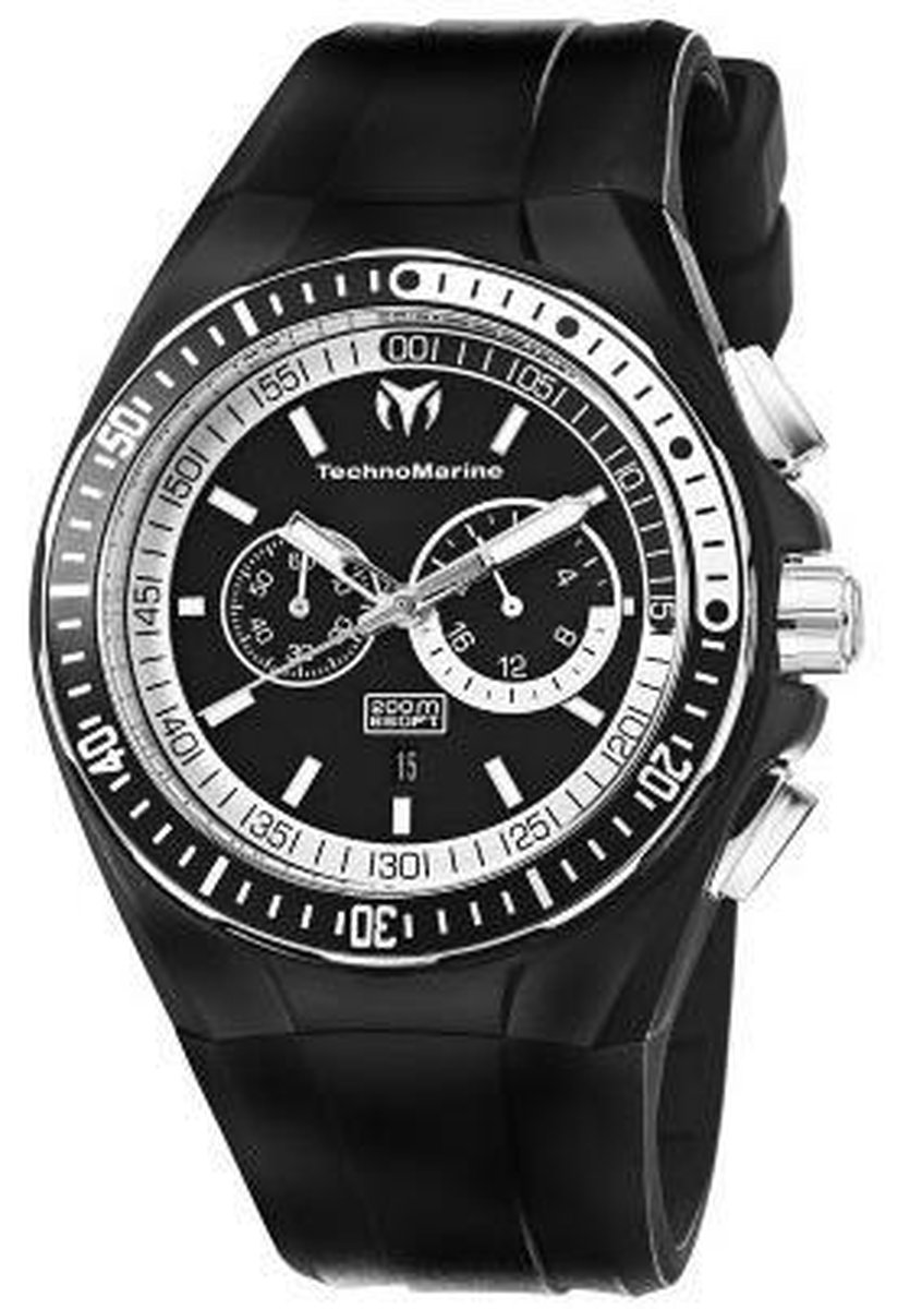 TechnoMarine 110018 - Horloge - Leer - Zwart  - 45 mm