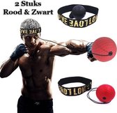 2 STUKS Reflex Speed Ball Rood & Zwart | Fitness Boks Reactie & Snelheid Training Bal aan Hoofdband