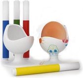 Silicone Zone Eierdopgiftset - Om zelf te kleuren - Wit - Set van 2 eierdoppen en 4 stiften