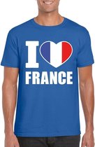 Blauw I love Frankrijk fan shirt heren S