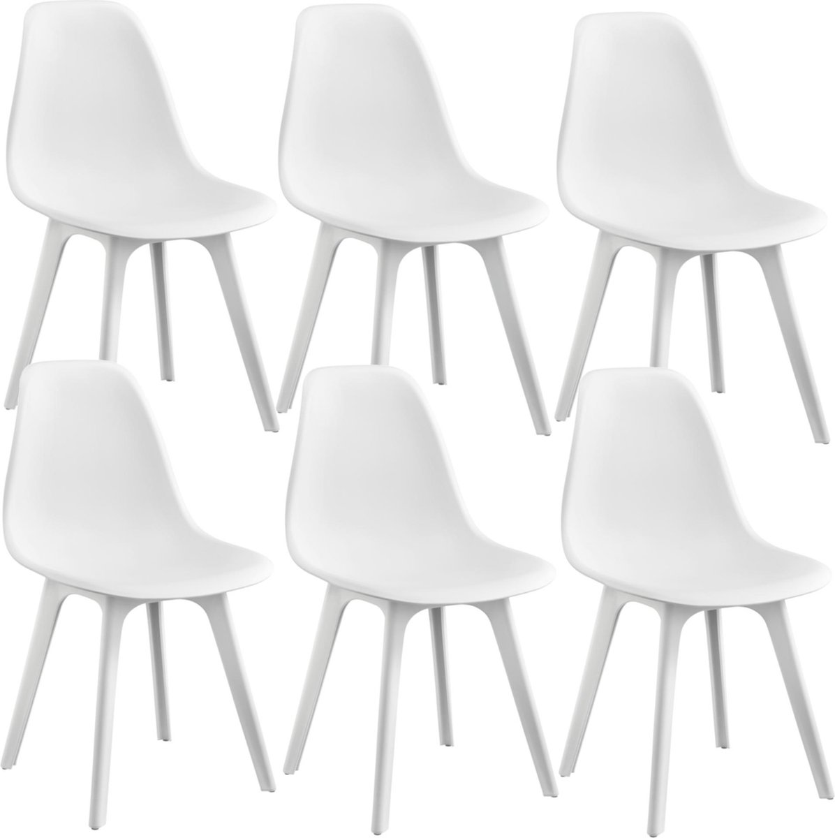 en.casa Eetkamerstoel Lendava 83x54x48 cm set van 6 kunststof wit