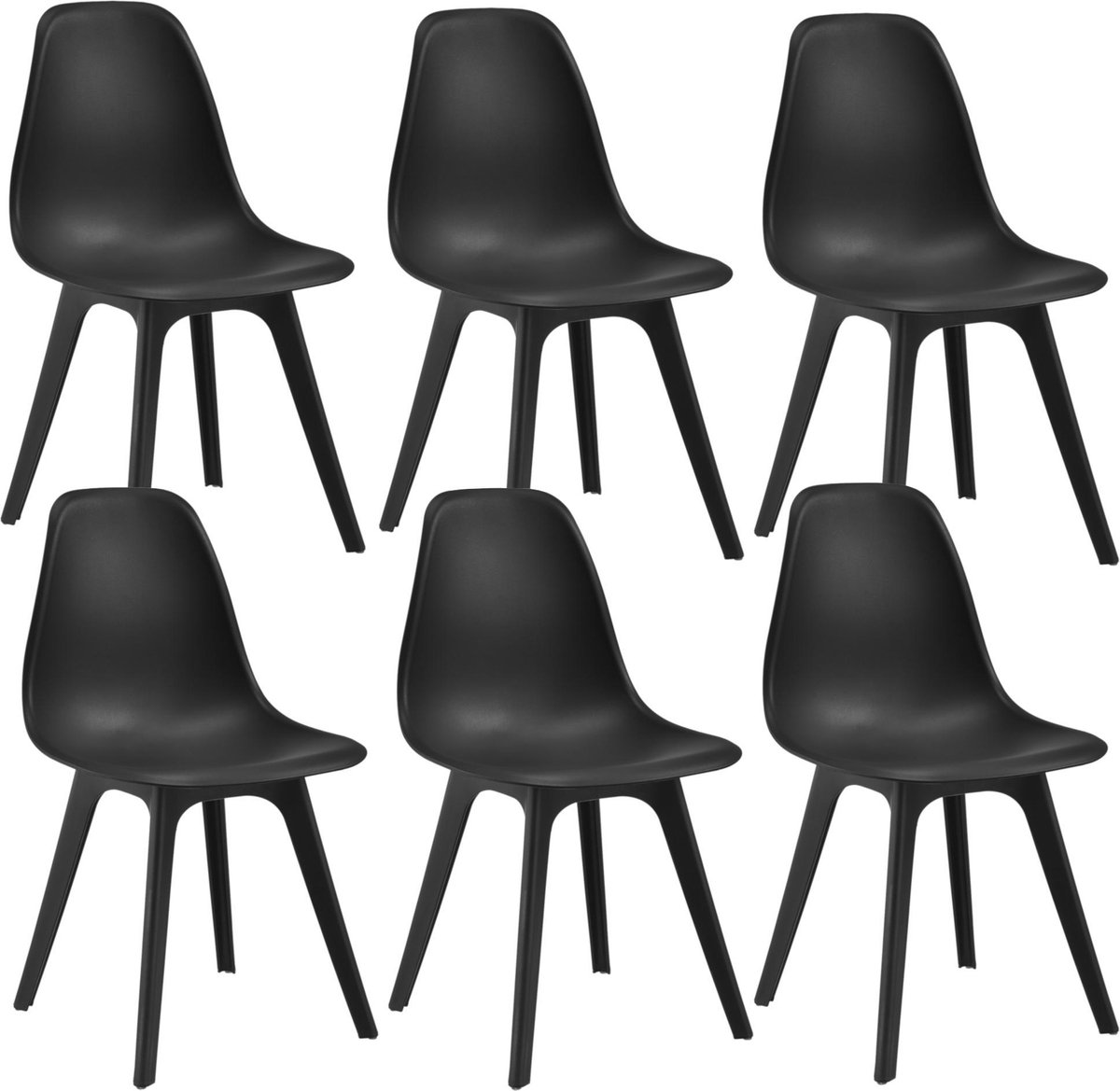 en.casa Eetkamerstoel Lendava 83x54x48 cm set van 6 kunststof zwart
