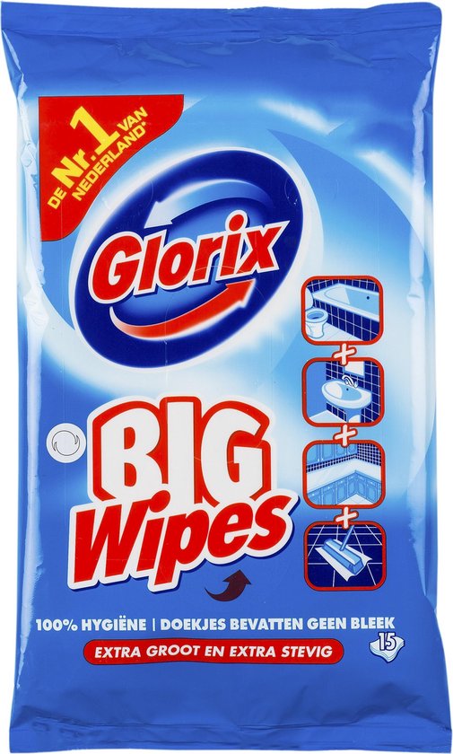 Glorix Ocean Big Wipes Schoonmaakdoekjes - 8 x 15 stuks - Voordeelverpakking - Glorix