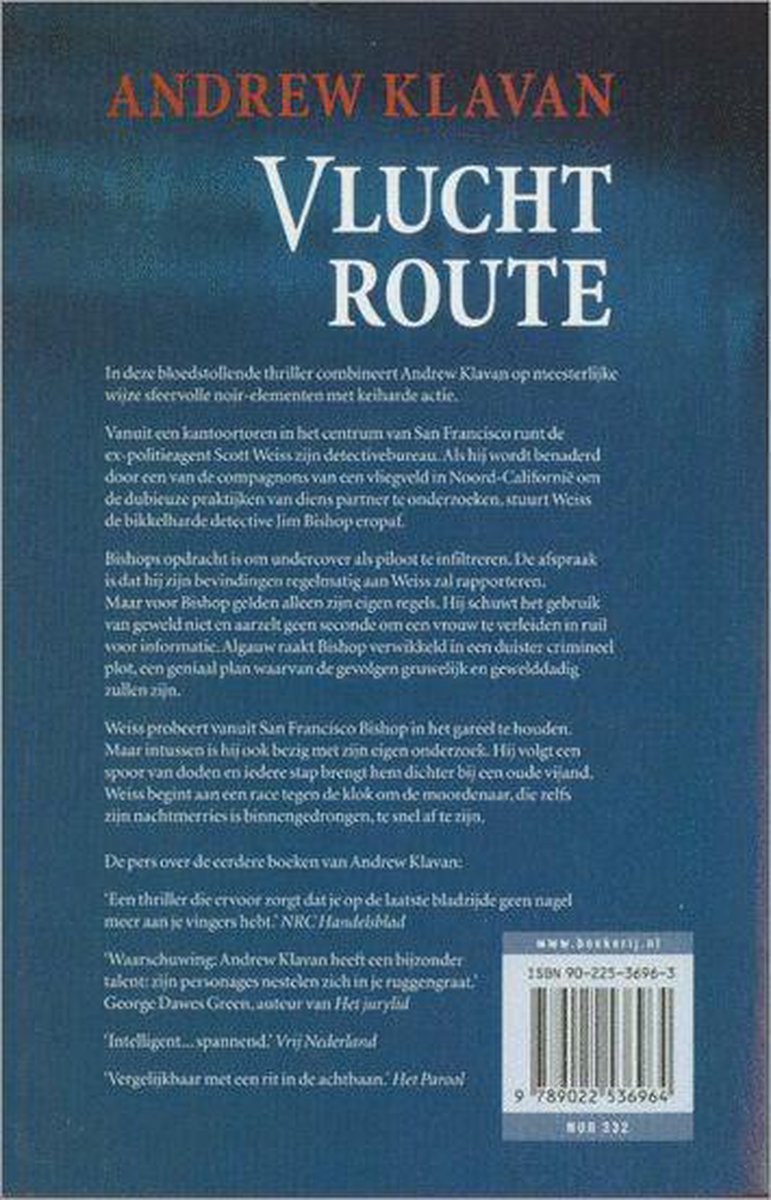 Vluchtroute - back cover