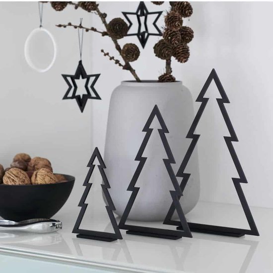 Felius Kerstdecoratie - set van 3 zwarte kerstboompjes - lijne | bol.com