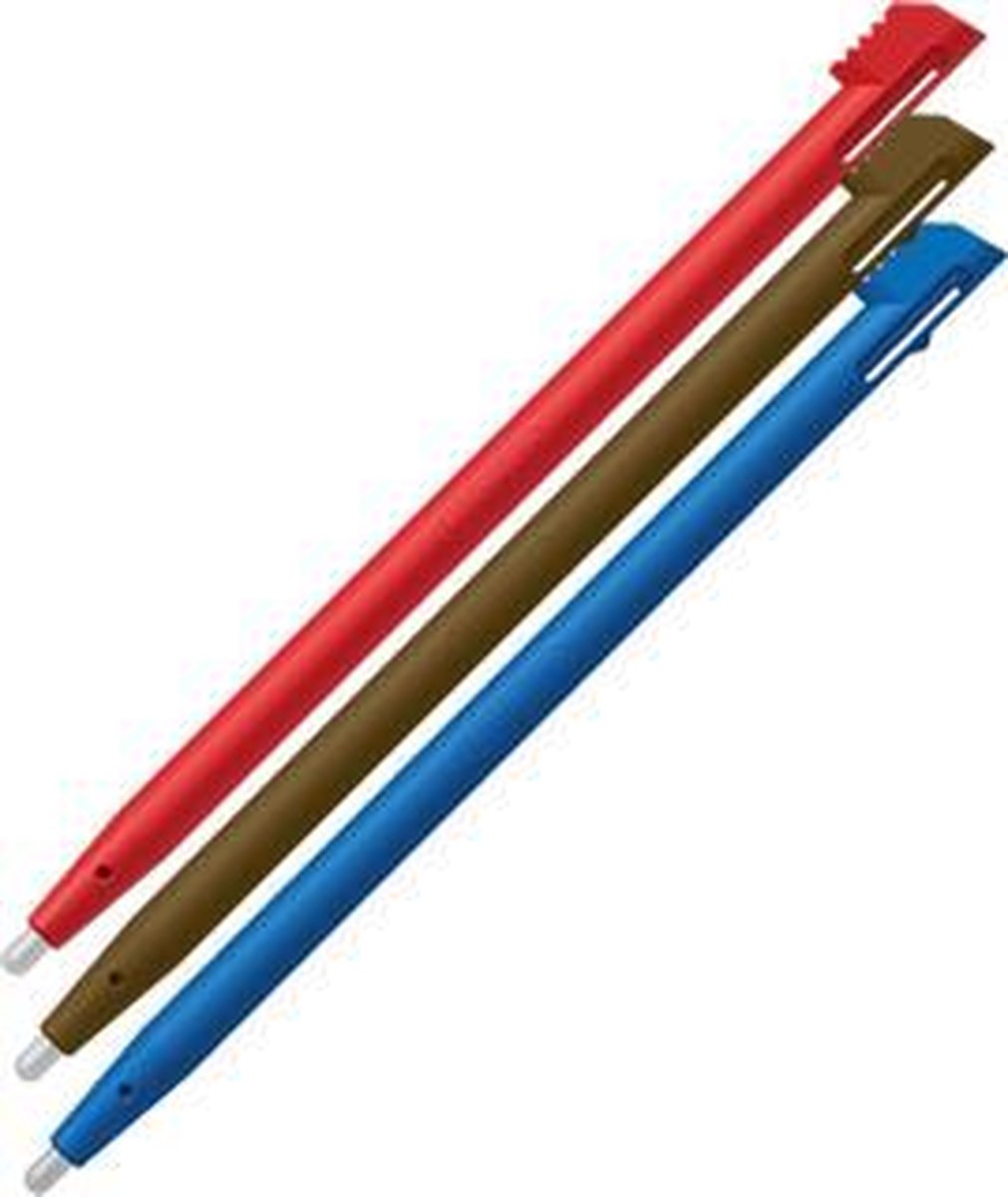 3x Stylus pen geschikt voor Nintendo 2DS - Zwart - Rood - Blauw - Powerstore Huismerk