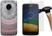 MP Case glasfolie tempered screen protector gehard glas voor Motorola Moto G5 + Gratis Mandala TPU case hoesje voor Motorola Moto G5