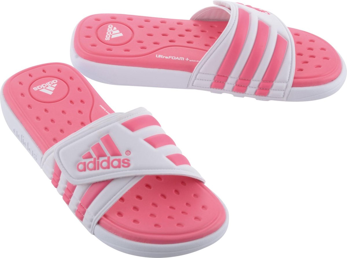 adidas Adissage UltraFoam+ - Slippers - Vrouwen - Maat 45 1/3 - Roze/ Wit |  bol