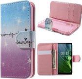 Qissy Never Stop Dreaming Portemonnee case hoesje voor Sony Xperia E5