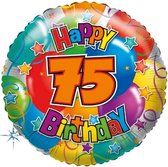 Folie ballon 75 Happy Birthday 35 cm - Folieballon verjaardag 75 jaar 35 cm