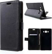 Litchi cover wallet case hoesje Samsung Galaxy A3 zwart
