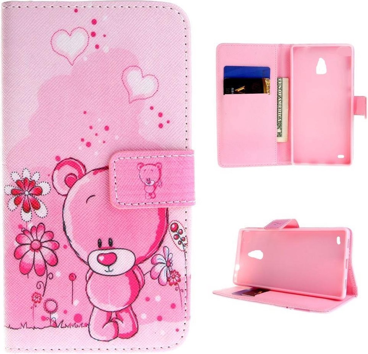 iCarer Bear print wallet case hoesje Huawei Nova