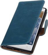 Nokia 3 hoesje bookcase vintage lederlook Blauw