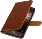Zakelijke Book Case Telefoonhoesje Geschikt voor de Huawei Mate 9 - Portemonnee Hoesje - Pasjeshouder Wallet Case - Bruin