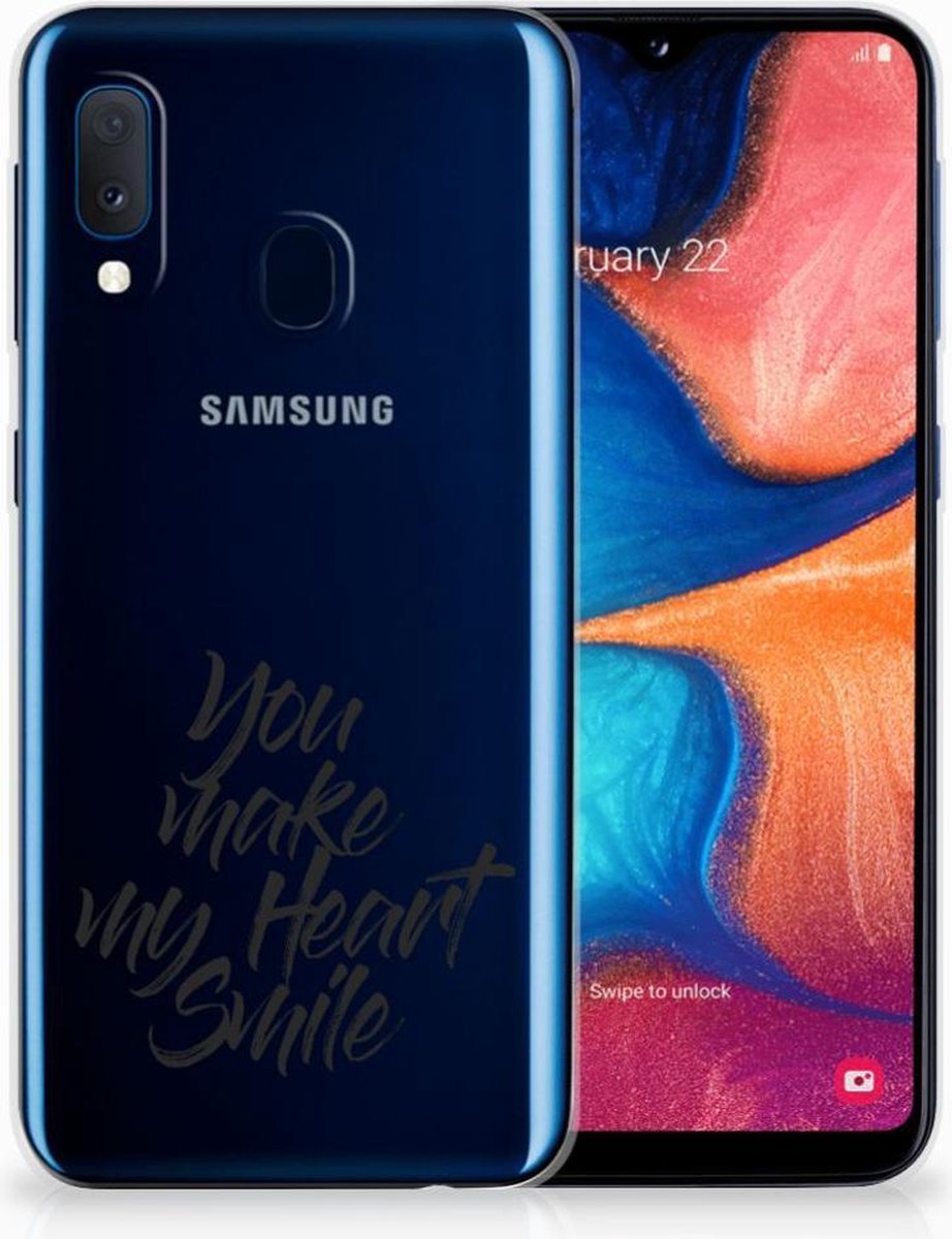 Back Cover voor Samsung Galaxy A20e Siliconen hoesje met naam Heart Smile