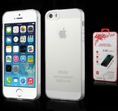 silicone gel ultra dun cover iphone 5 5S SE met glass screenprotector