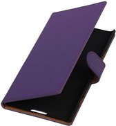 Bookstyle Wallet Case Hoesjes Geschikt voor Nokia Lumia 1520 Paars