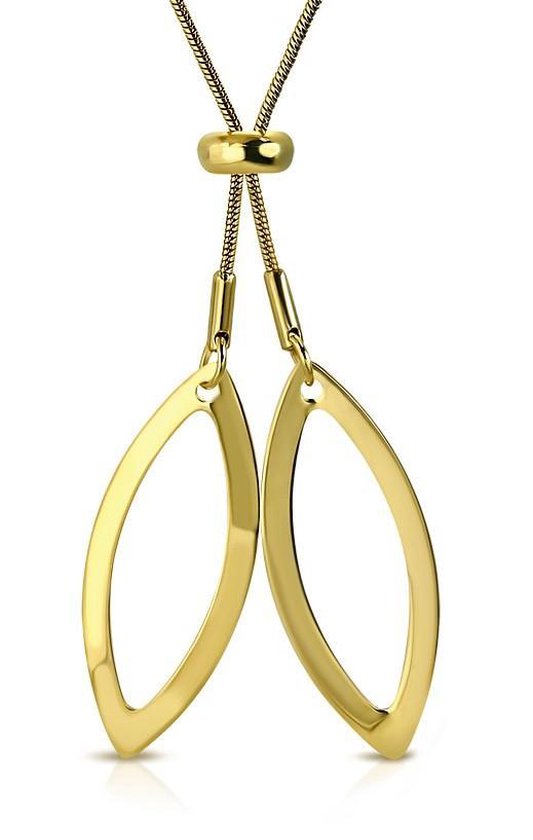 Amanto Ketting Cayro Gold - 316L Staal PVD- Blad - 35x15mm - 80cm