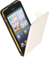 LELYCASE Lederen Flip Case Cover Hoesje Huawei Ascend G525 Wit