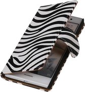 Zebra Bookstyle Wallet Case Hoesje Geschikt voor Huawei Ascend P7 Wit
