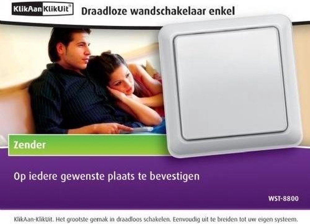 Klik Aan Klik Uit Draadloze wandschakelaar WST8800 bol
