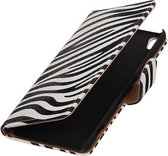 Zebra booktype wallet cover - telefoonhoesje - smartphone hoesje - beschermhoes - book case - hoesje voor LG Joy