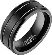 Zwarte Wolfraam heren ring 8mm-18mm