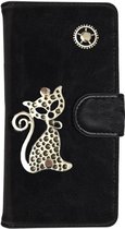 MP Case® PU Leder Mystiek design Zwart Hoesje voor Sony Xperia XZs Kat Figuur book case wallet case