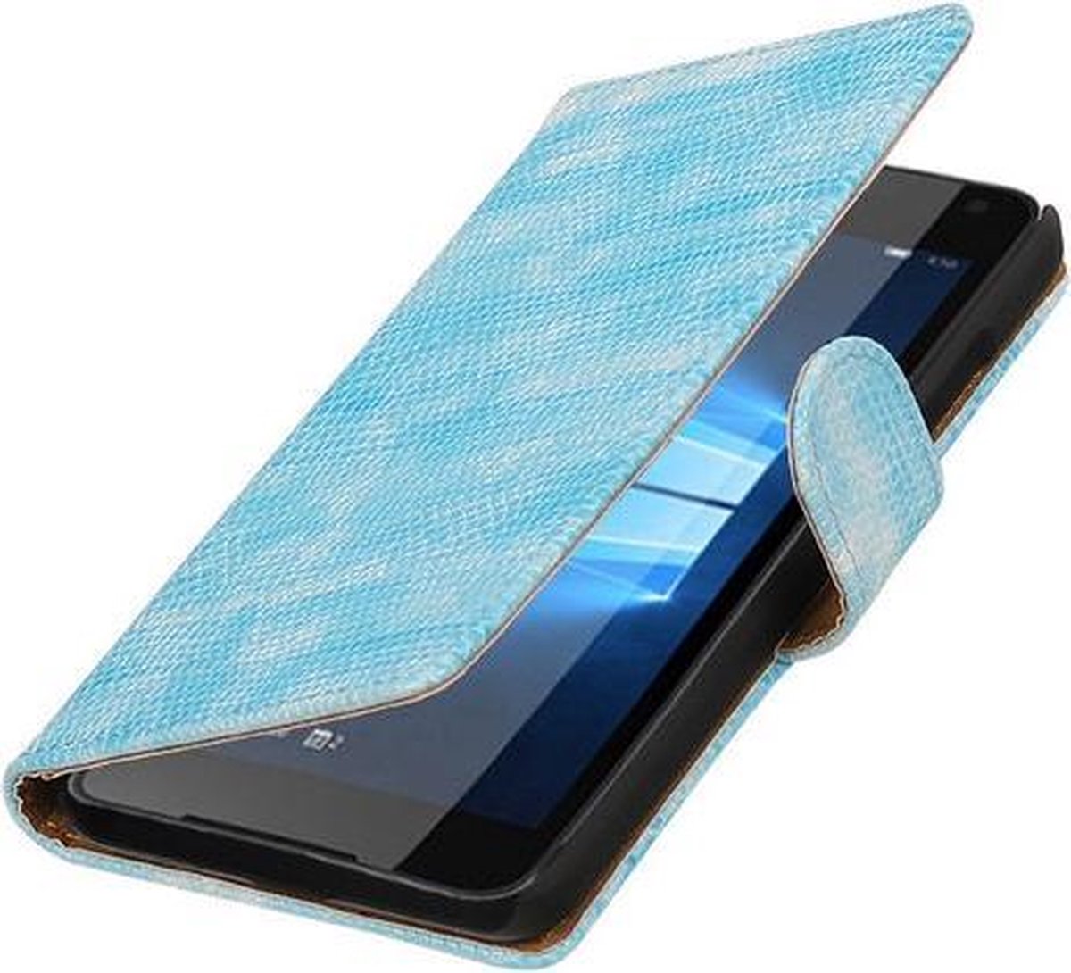 Turquoise Mini Slang booktype cover hoesje voor Microsoft Lumia 650