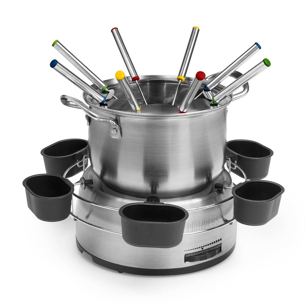 Princess Fonduepan 172680 - Elektrische Fondueset - 8 Personen - Olie, Kaas, Chocolade - Met Sausring - 1.2 Liter - RVS — cadeau in Kookcadeaus - foto 3