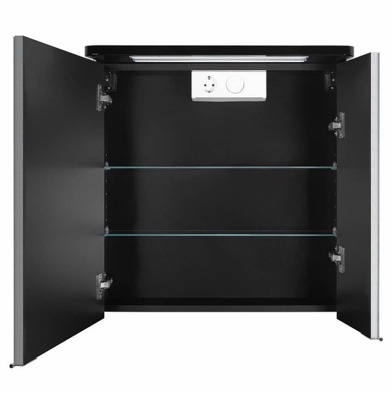 Grete - Spiegelkast - 60 cm - met LED verlichting - Zwart hoogglans