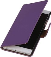 Huawei P8 - Effen Paars - Book Case Wallet Cover Hoesje