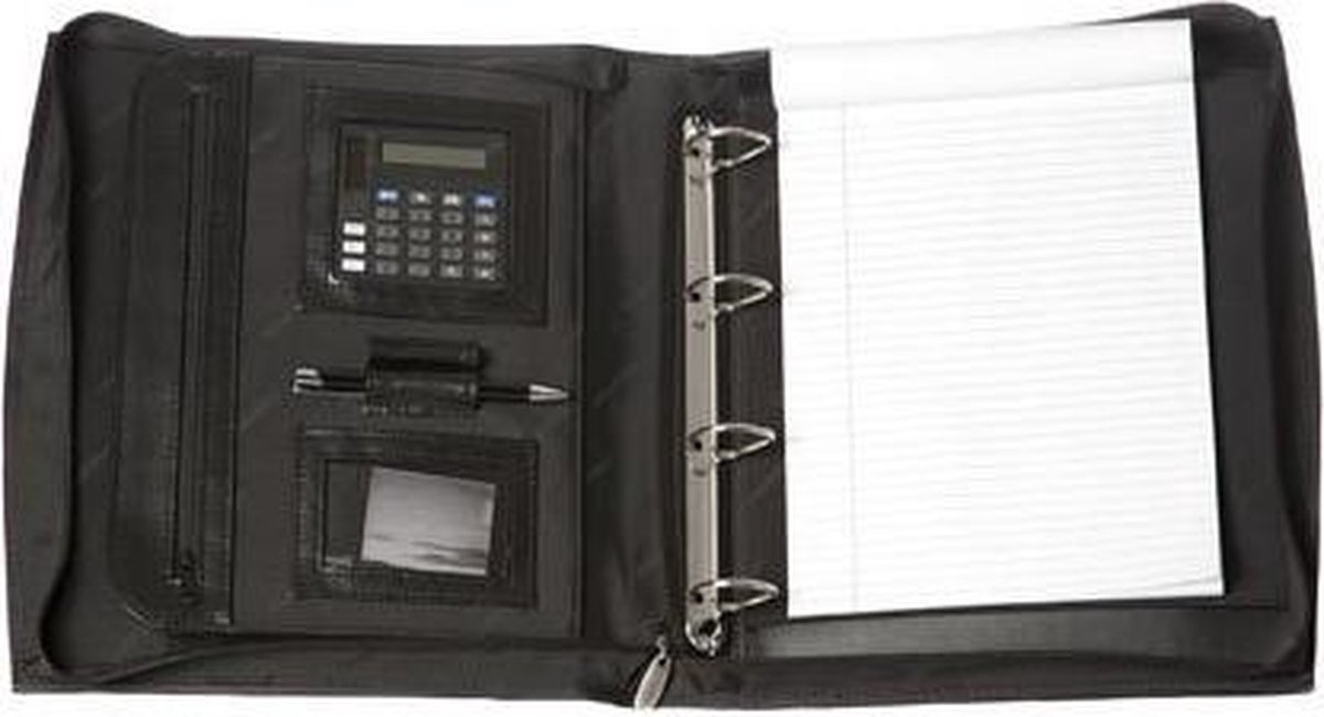 Leren schrijfmap A4 met rits, ringband en calculator | bol.com