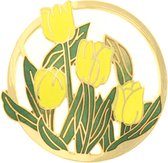 Behave®  Broche tulpen geel emaille