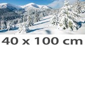 Kerstdorp achtergrond - 40x100 cm - winterlandschap bos en bergen