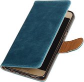 Blauw Pull-Up PU booktype wallet cover voor Samsung Galaxy C5