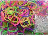 Weefstiekjes neon (mix kleuren) - 600 stuks + 24 clips