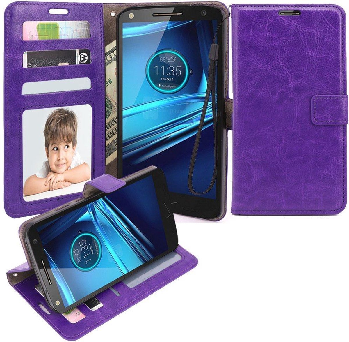 Cyclone cover wallet case hoesje Geschikt voor: Huawei Mate 9 paars
