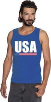Blauw USA/ Amerika supporter singlet shirt/ tanktop heren L