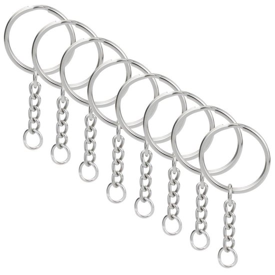 Sleutelringen met Ketting - 100 RVS Sleutelhanger Split Ringen - Sleutel  Hanger... | bol.com