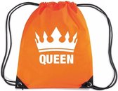 Oranje nylon rijgkoord rugzak/ sporttas Queen