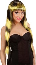 Lange pruik met zwart en gele franjes voor vrouwen - Verkleedpruik - One size