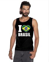 Zwart I love Brazilie fan singlet shirt/ tanktop heren XL