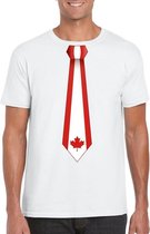 Wit t-shirt met Canada vlag stropdas heren XL