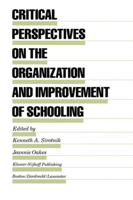 Critical Perspectives on the Organization and Improvement of ... - cover