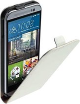 Lelycase Lederen Flip case case Telefoonhoesje HTC One M9 Wit