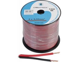 Speaker kabel luidsprekersnoer CCA rood / zwart 2x 0.5mm Haspel 100m