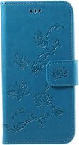 Bloemen Book Case - Samsung Galaxy J7 (2017) Hoesje - Blauw