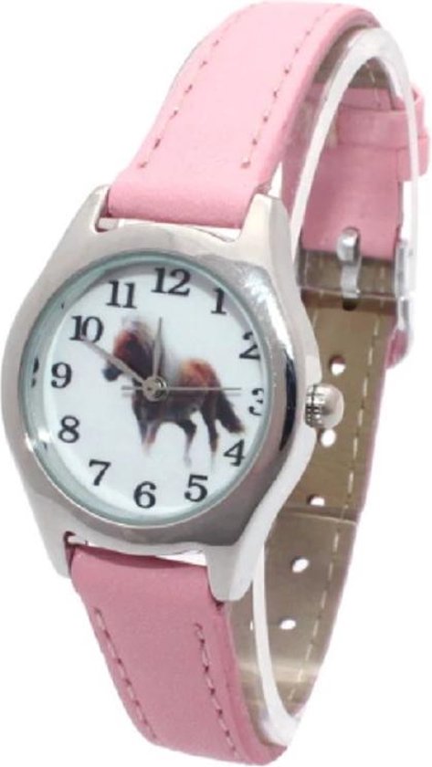Pony / paarden horloge - roze - 20 mm - I-deLuxe verpakking